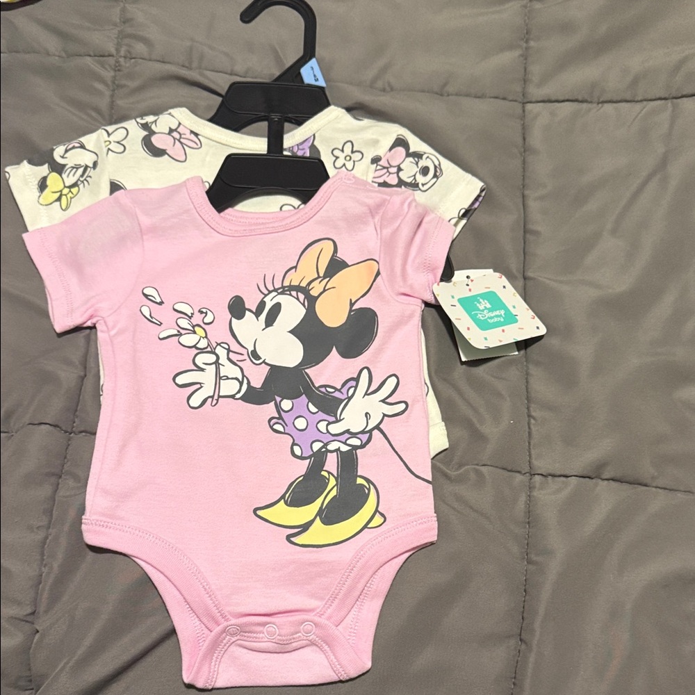 Disney Minnie Mouse Pink and Purple Baby Bodysuit